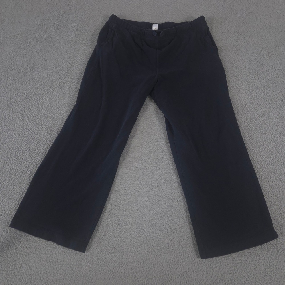 VINTAGE Gap Pants Mens XL Black Wide Leg 100% Cotton Jersey Knit Lounge Y2K 00s